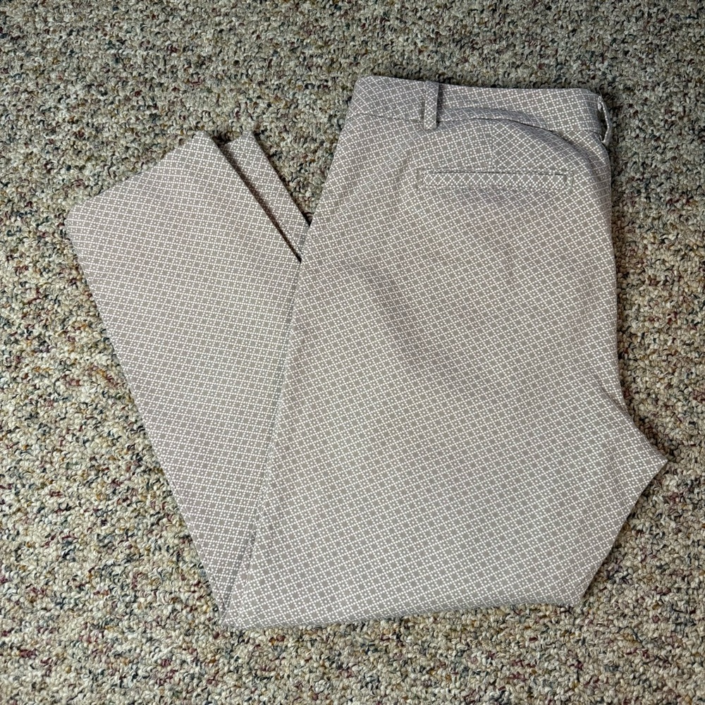 Tan and White Cropped pants 12